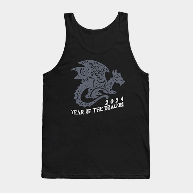 2024 Year of the Dragon, Hello 2024, Year of the Dragon 2024, Happy New Year 2024 Tank Top by sarcasmandadulting